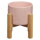 Planter w/Wood Stand Pink Floral Phil. 1:6