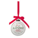 Ornament Round Let Us Adore Him White