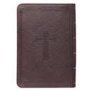 Large Print Compact Bible - Brown cross