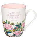 Mug Multi Floral Purple With God Matt. 19:26