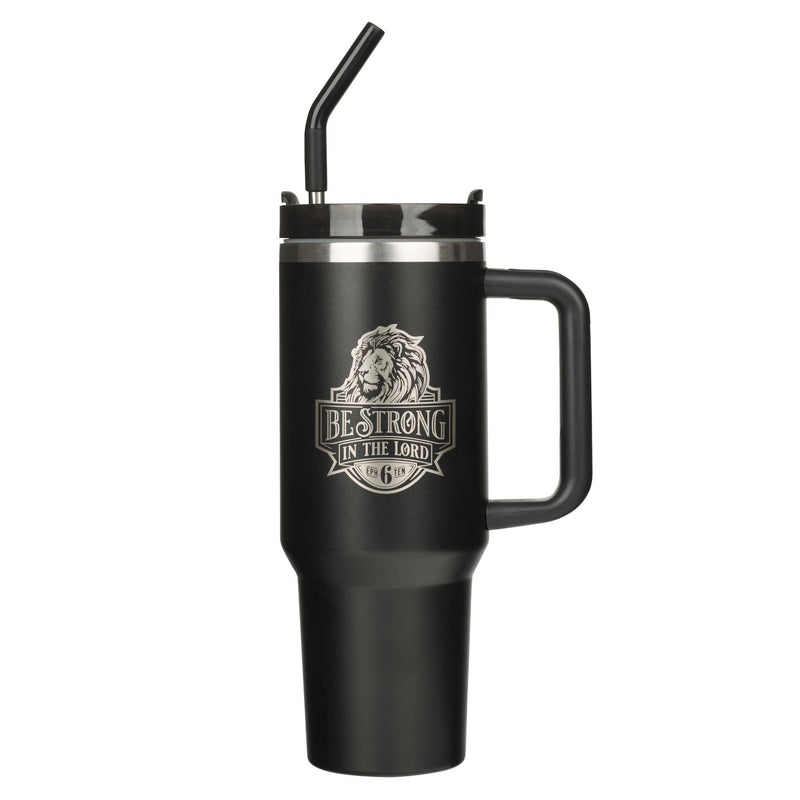 Eph. 6:10 Tumbler w/straw SS Black