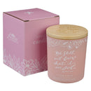 Pink Be Still Ps. 46:10 Glass Candle w/Bamboo Lid
