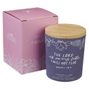 Purple No Fear Ps. 118:6 Glass Candle w/Bamboo Lid