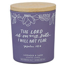 Purple No Fear Ps. 118:6 Glass Candle w/Bamboo Lid