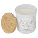 White God Works Rom. 8:28 Glass Candle w/Bamboo Lid