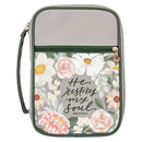 He Restores My Soul Ps. 23:3 Bible Cover Fashion Green Floral Printed
