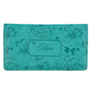 Checkbook Cover Teal Floral Hope