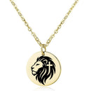 Lion with cross necklace gold stainless steel