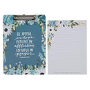 Be Joyful in Hope Rom. 12:12 Clipboard w/ Pad Blue