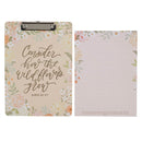 Consider How the Wildflowers Grow Luke 12:27 Clipboard w/Pad Coral Floral