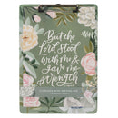 But the Lord Stood With Me 1 Tim. 4:17 Clipboard w/Pad Green Floral