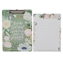 But the Lord Stood With Me 1 Tim. 4:17 Clipboard w/Pad Green Floral