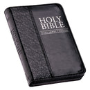 KJV Bible Mini Pocket Faux Leather, Black w/zipper