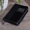 KJV Bible Mini Pocket Faux Leather, Black w/zipper
