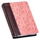 KJV Bible Compact Faux Leather, Brown/Pink Leaf