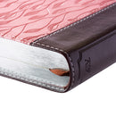 KJV Bible Compact Faux Leather, Brown/Pink Leaf