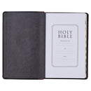 KJV Bible Deluxe Gift Full-grain Leather, Black/Saddle Tan