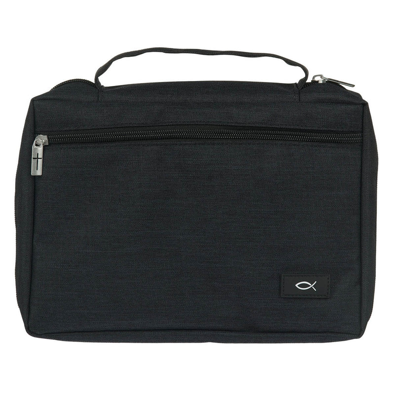 Ichthus Patch Black Bible Cover MEDIUM