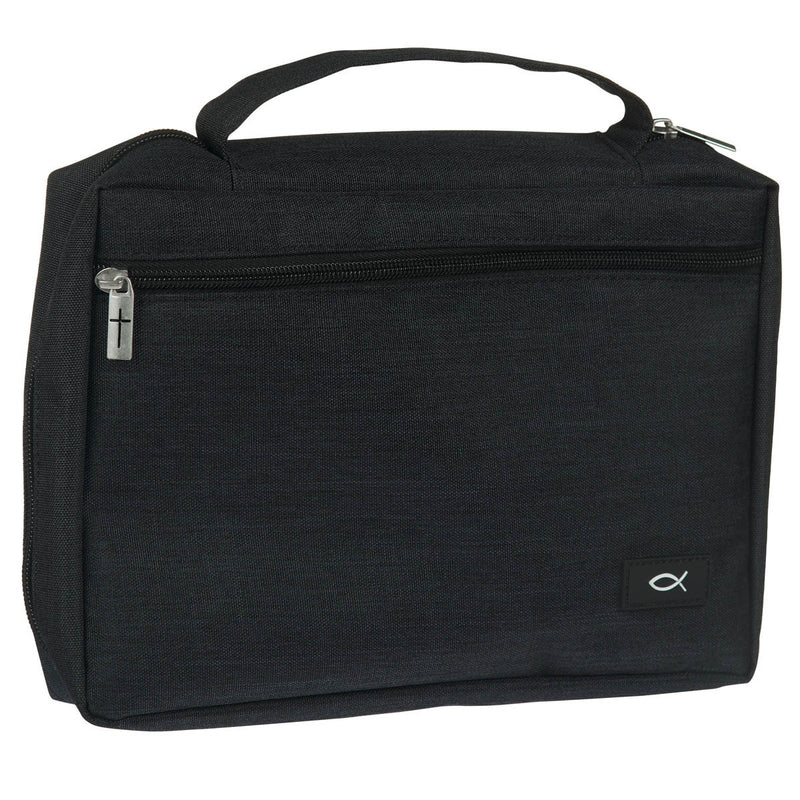Ichthus Patch Black Bible Cover MEDIUM