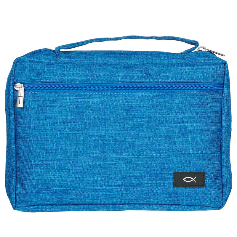 Ichthus Patch Blue Bible Cover. LARGE