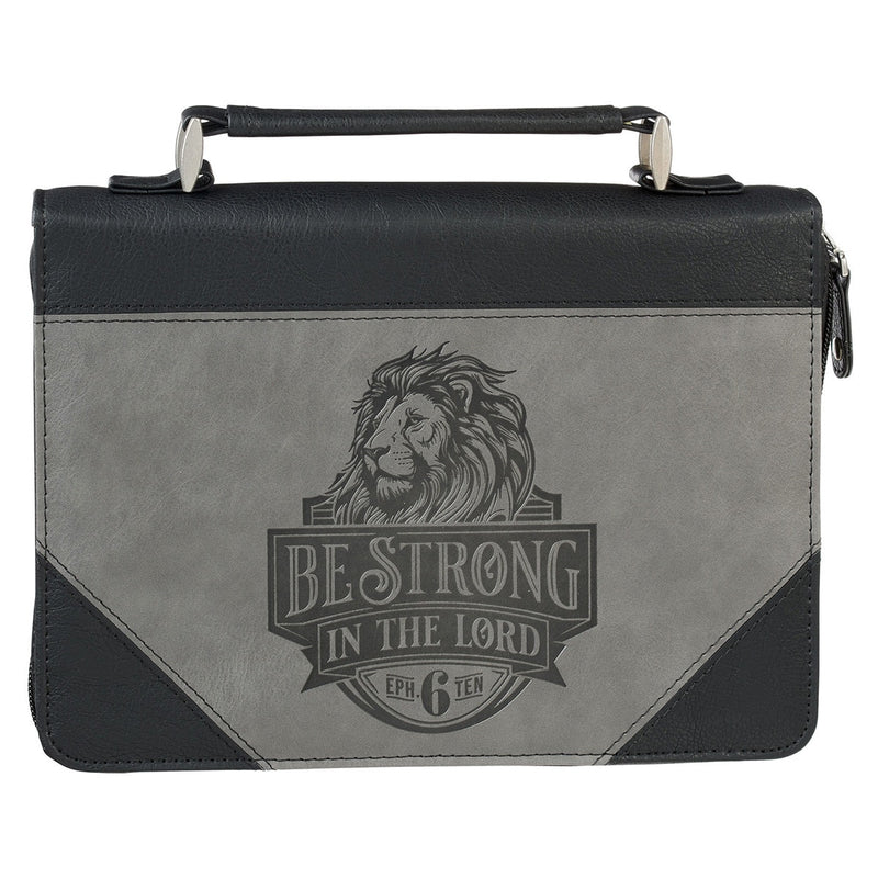 Be Strong Eph. 6:10 Bible Cover Classic Gray/Black MEDIUM