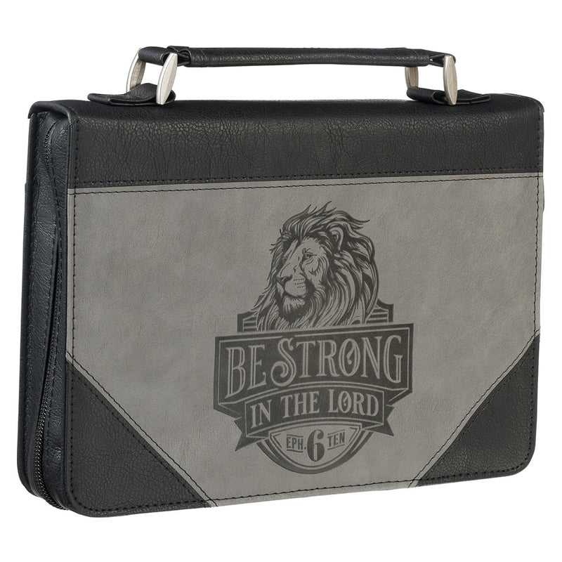 Be Strong Eph. 6:10 Bible Cover Classic Gray/Black MEDIUM