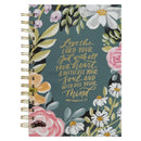 Teal Floral Love the Lord Matt. 22:37  Journal Wirebound