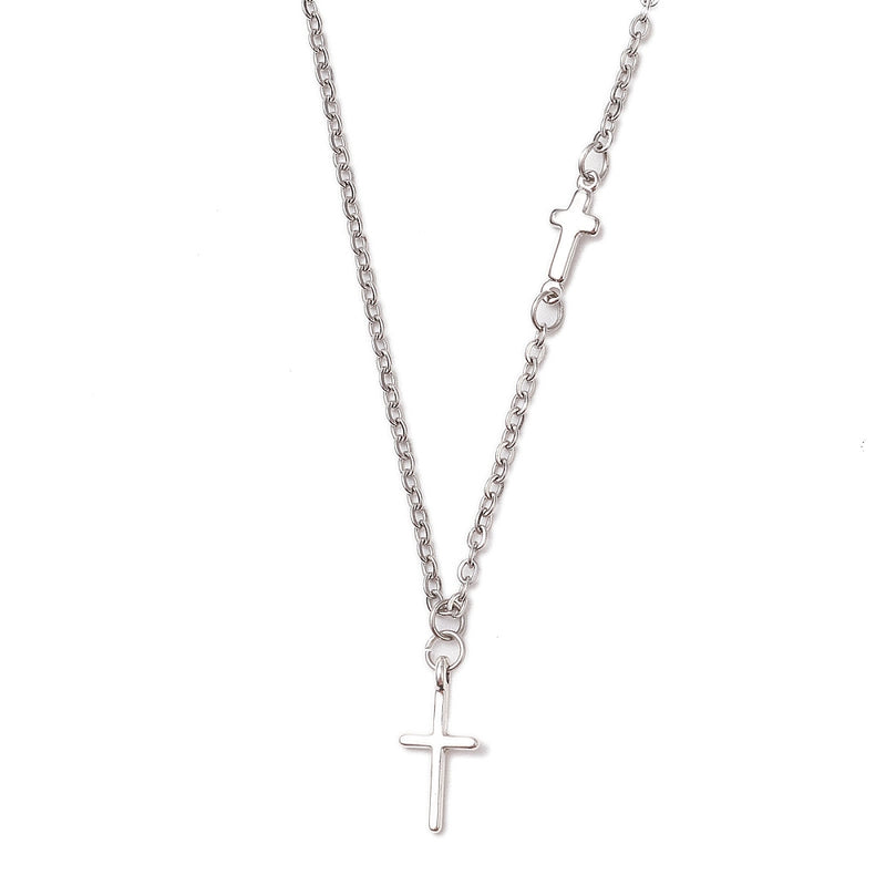 Kruis roestvrijstalen ketting 40cm zilverkleurig