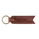 Rejoice in The Lord Always Phil 4:4 Leather keyring