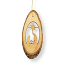 Holy Land Olive Wood Live Edge Oval Slab Nativity with Star Ornament