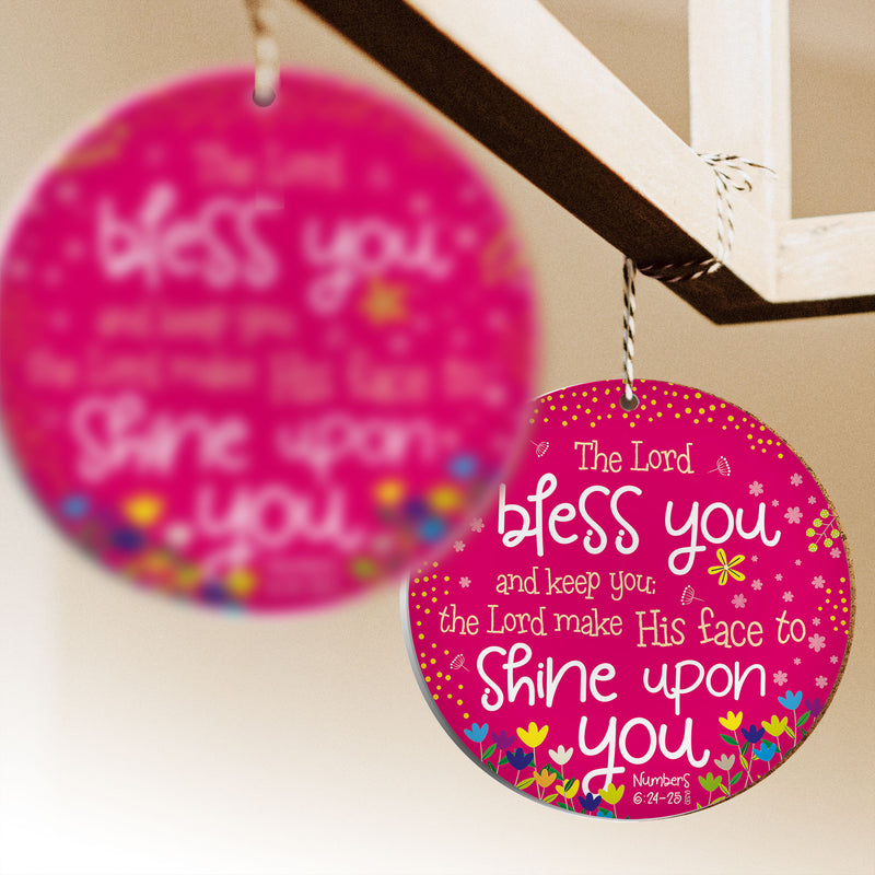 Gezegend (roze) hangende decoratie