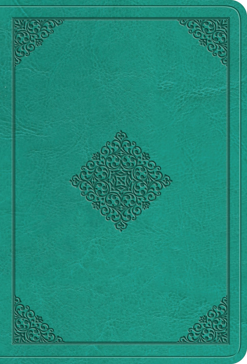 ESV Value Large Print Compact Bible-Teal Ornament Design TruTone