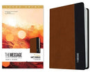 The Message Deluxe Gift Bible/Large Print-Saddle Tan/Black Leather-Look