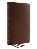 NKJV Verse-By Verse Center-Column Reference Bible (Comfort Print)-Brown Genuine Leather
