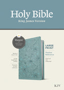 KJV Large Print Thinline Reference Bible/Filament Enabled Edition-Floral Leaf Teal LeatherLike