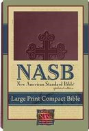 NASB Large Print Compact Bible-Burgundy Cross Leathertex